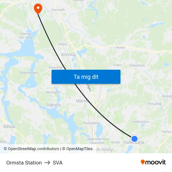 Ormsta Station to SVA map