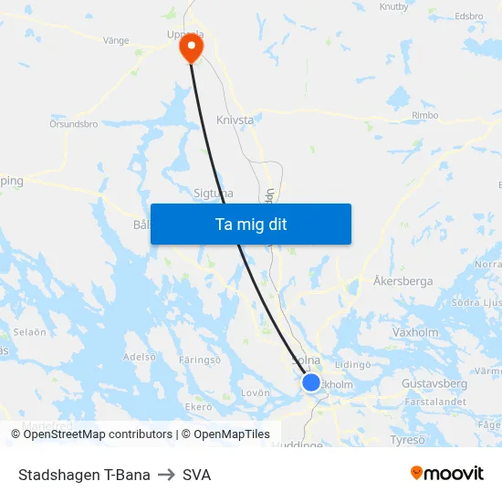 Stadshagen T-Bana to SVA map