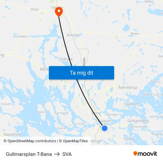 Gullmarsplan T-Bana to SVA map