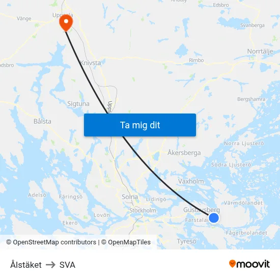 Ålstäket to SVA map