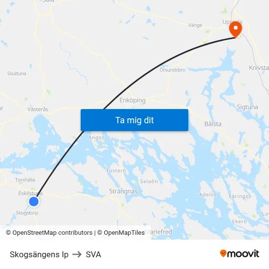 Skogsängens Ip to SVA map