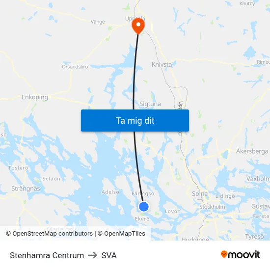 Stenhamra Centrum to SVA map