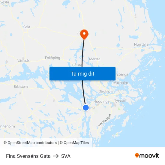 Fina Svenséns Gata to SVA map