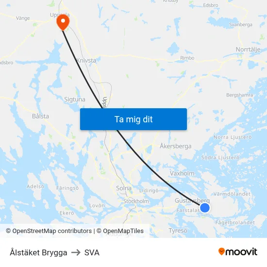 Ålstäket Brygga to SVA map