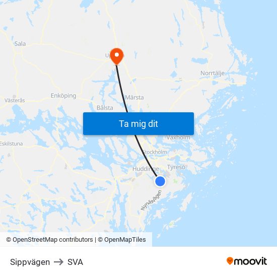 Sippvägen to SVA map
