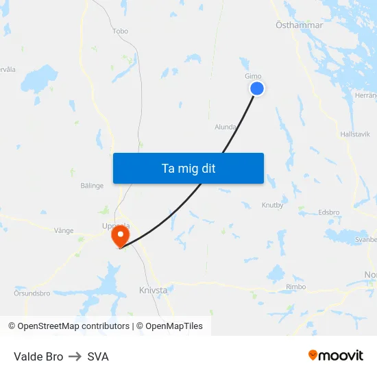 Valde Bro to SVA map