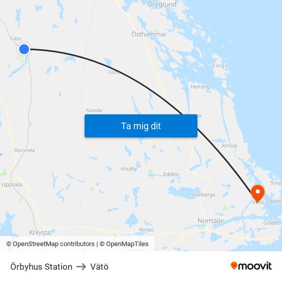 Örbyhus Station to Vätö map