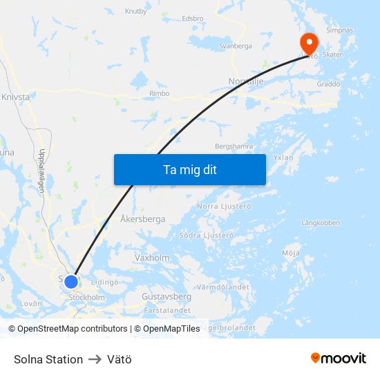 Solna Station to Vätö map
