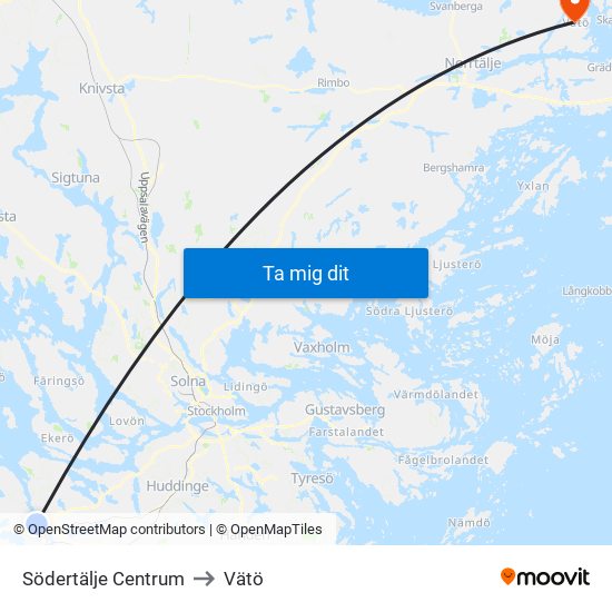 Södertälje Centrum to Vätö map