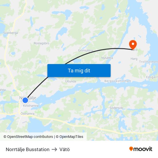 Norrtälje Busstation to Vätö map