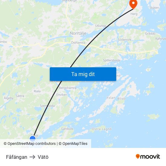 Fåfängan to Vätö map