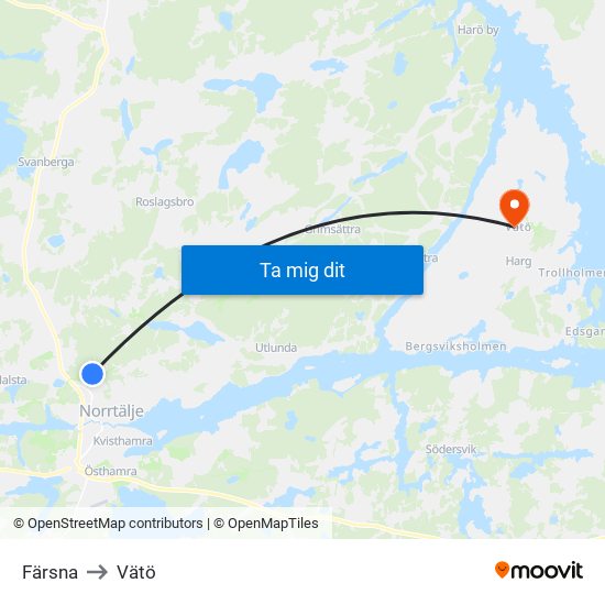 Färsna to Vätö map