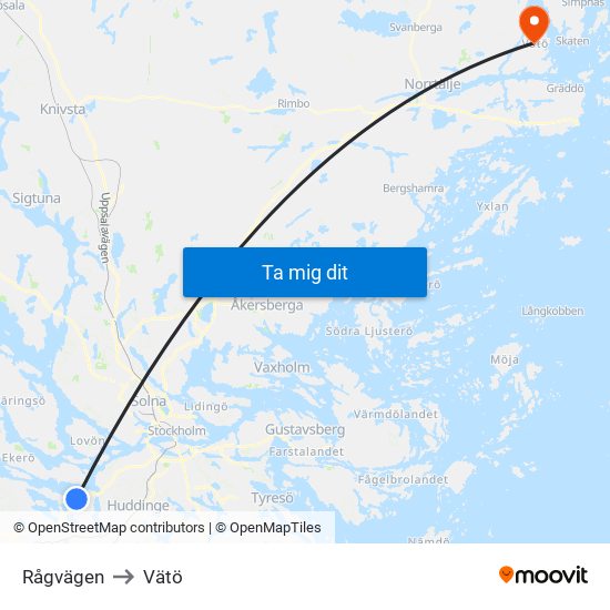 Rågvägen to Vätö map