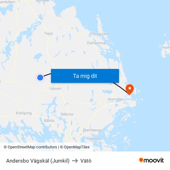 Andersbo Vägskäl (Jumkil) to Vätö map