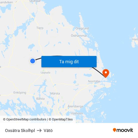 Oxsätra Skolhpl to Vätö map