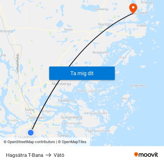 Hagsätra T-Bana to Vätö map