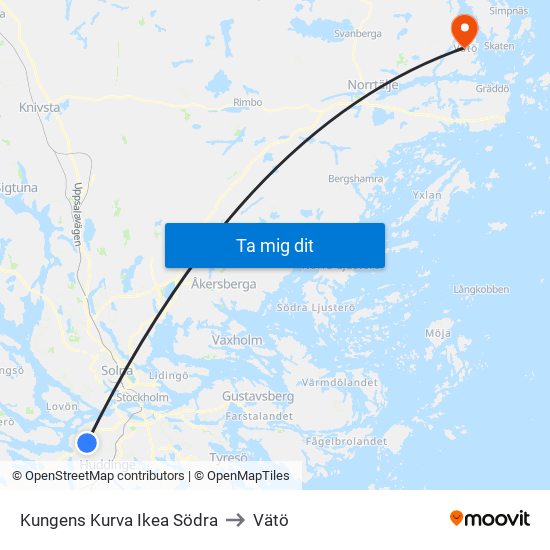 Kungens Kurva Ikea Södra to Vätö map