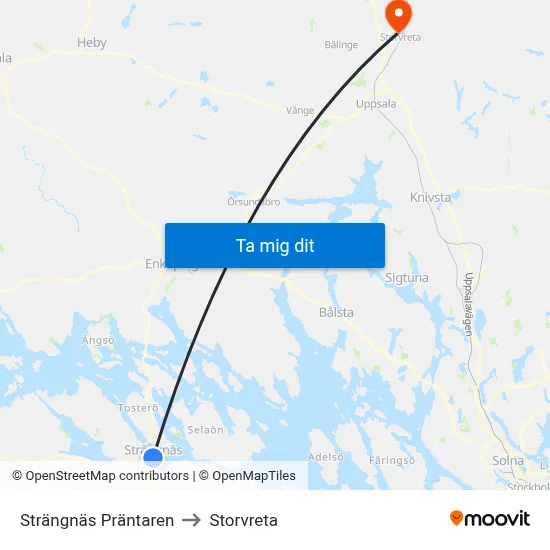 Strängnäs Präntaren to Storvreta map