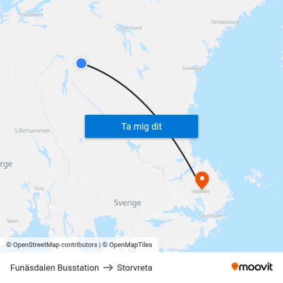 Funäsdalen Busstation to Storvreta map