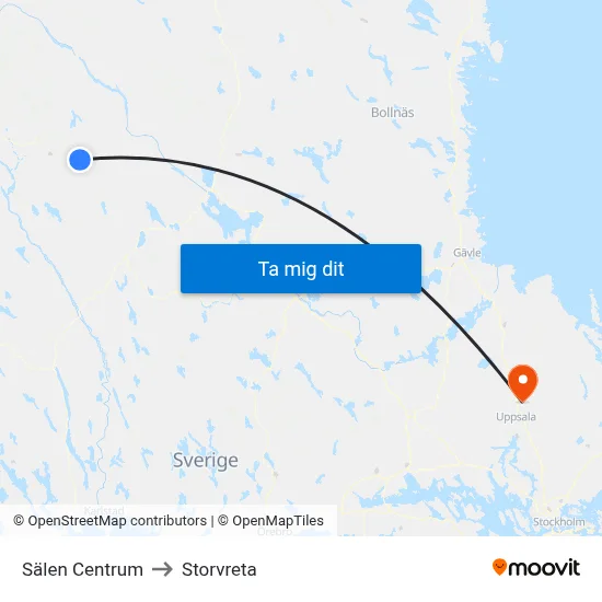 Sälen Centrum to Storvreta map