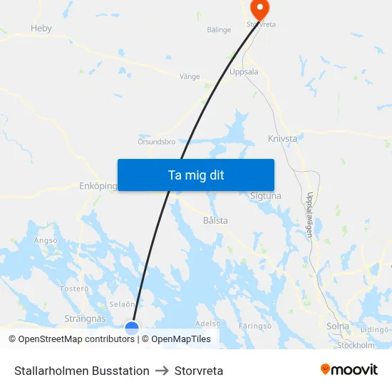 Stallarholmen Busstation to Storvreta map