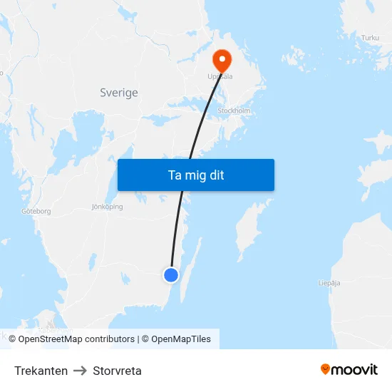 Trekanten to Storvreta map