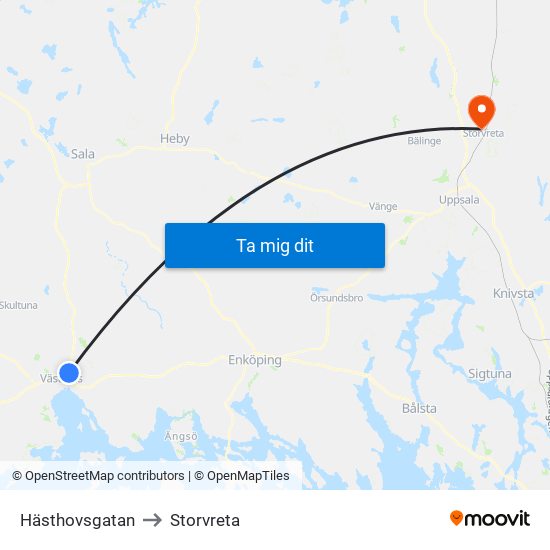 Hästhovsgatan to Storvreta map