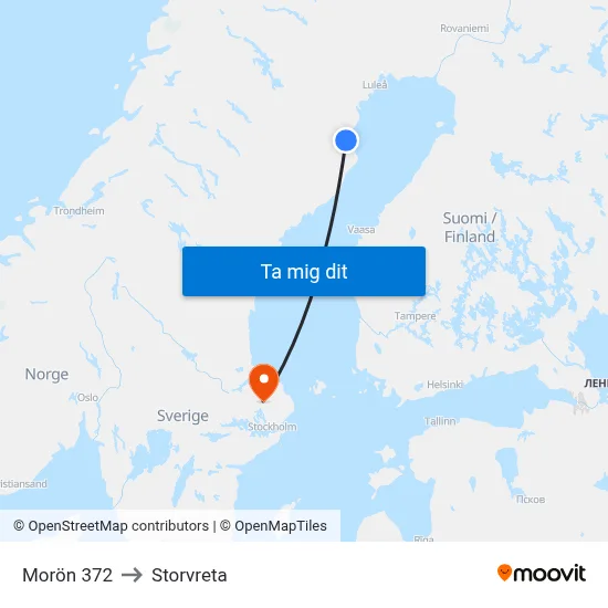 Morön 372 to Storvreta map