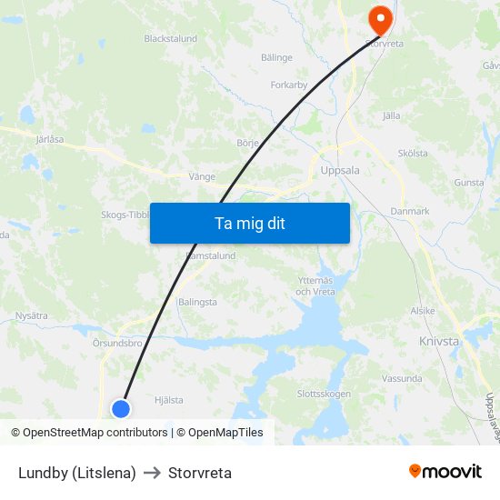 Lundby (Litslena) to Storvreta map