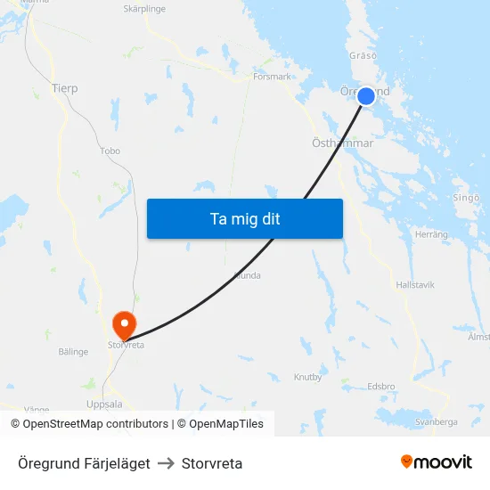 Öregrund Färjeläget to Storvreta map