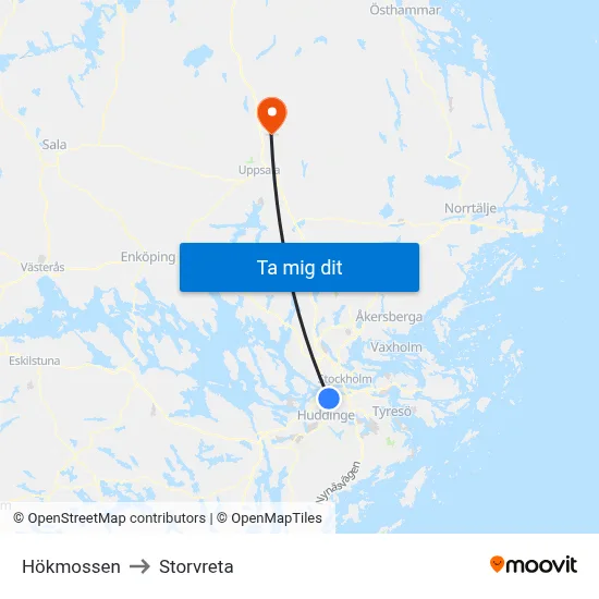 Hökmossen to Storvreta map