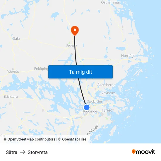 Sätra to Storvreta map
