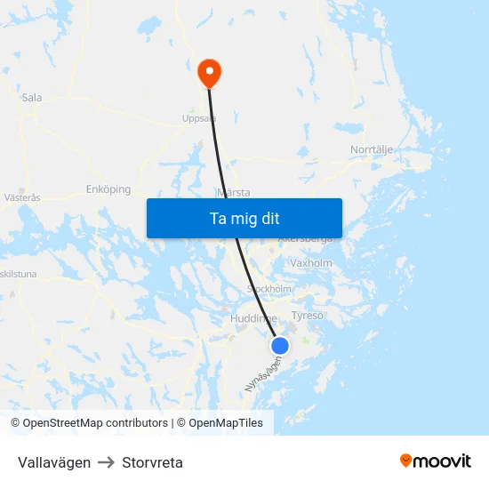 Vallavägen to Storvreta map