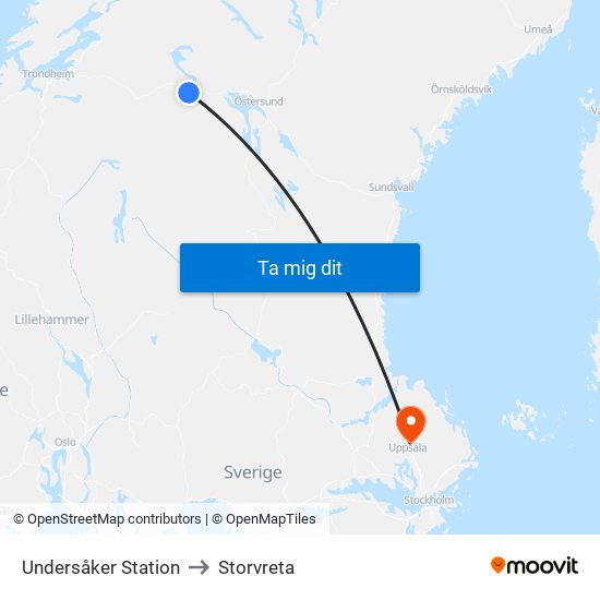 Undersåker Station to Storvreta map