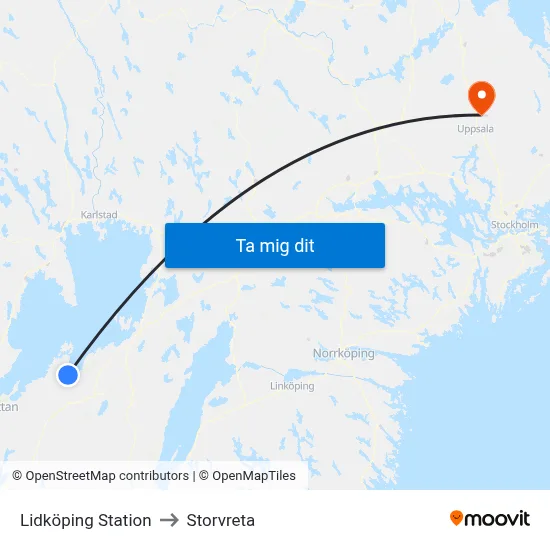 Lidköping Station to Storvreta map