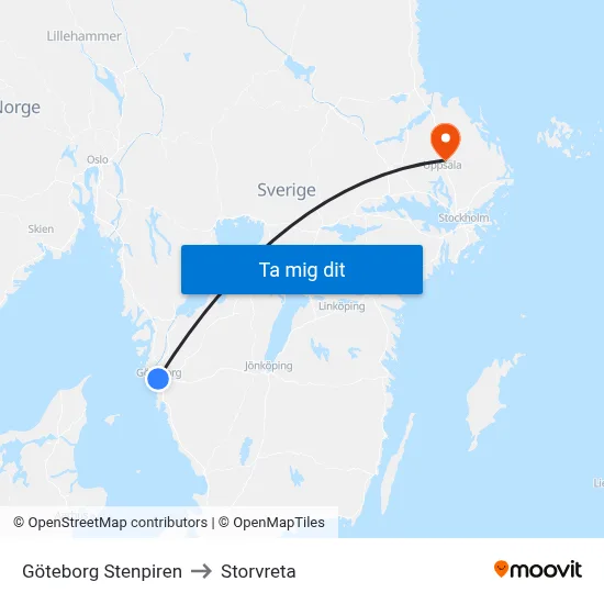 Göteborg Stenpiren to Storvreta map
