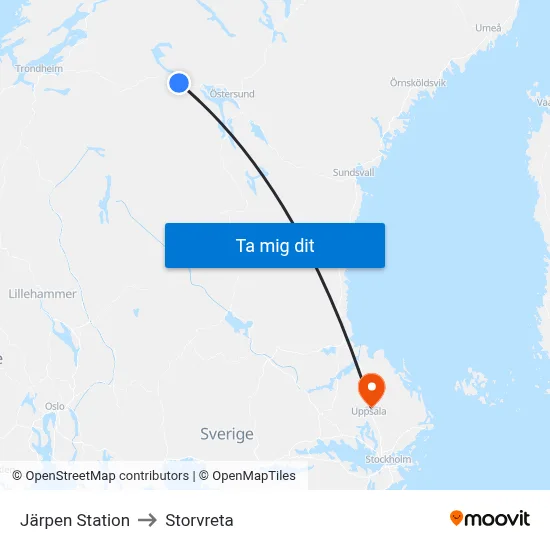 Järpen Station to Storvreta map