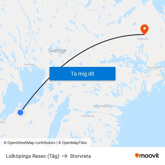 Lidköpings Resec (Tåg) to Storvreta map