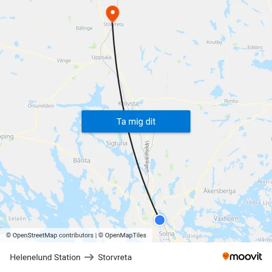 Helenelund Station to Storvreta map