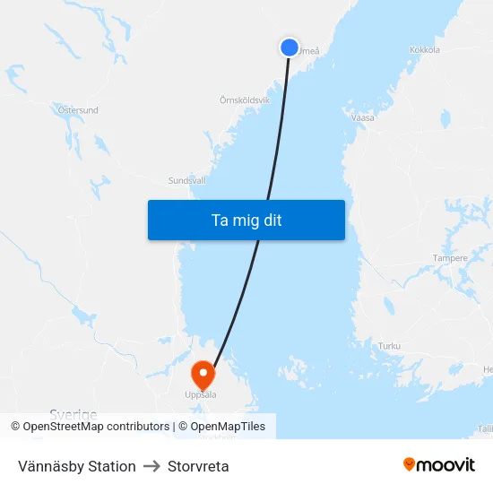 Vännäsby Station to Storvreta map