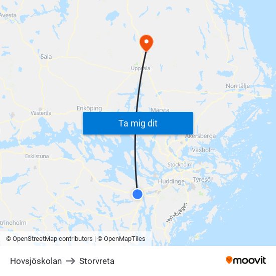 Hovsjöskolan to Storvreta map