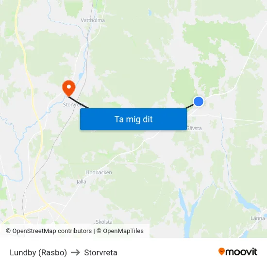 Lundby (Rasbo) to Storvreta map