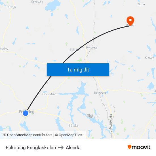 Enköping Enöglaskolan to Alunda map