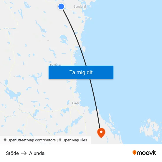 Stöde to Alunda map