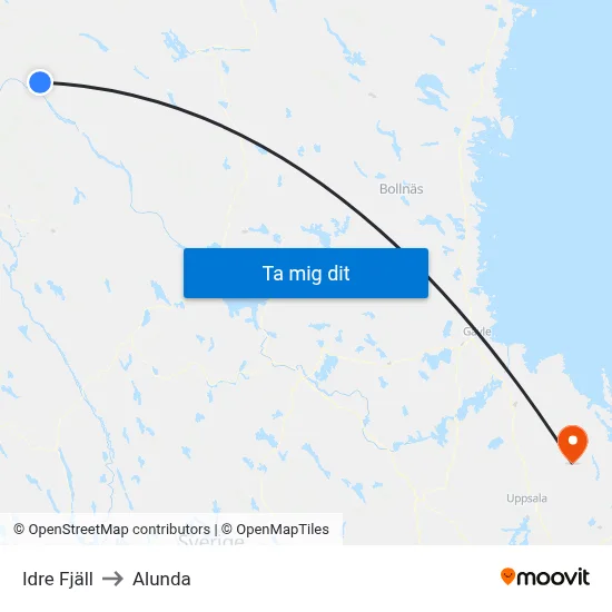 Idre Fjäll to Alunda map