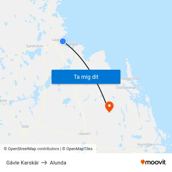 Gävle Karskär to Alunda map