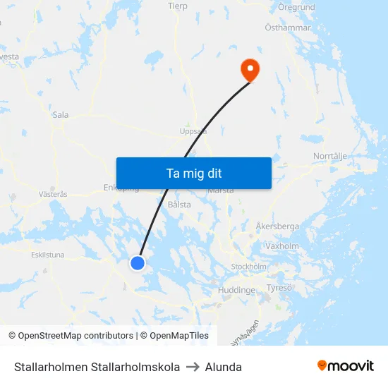 Stallarholmen Stallarholmskola to Alunda map