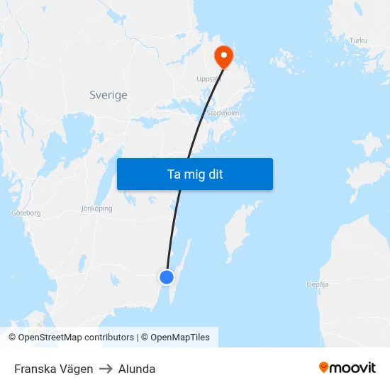 Franska Vägen to Alunda map