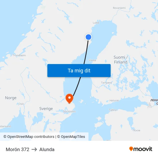 Morön 372 to Alunda map