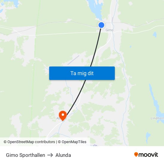 Gimo Sporthallen to Alunda map